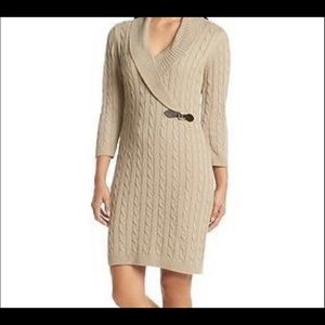 Calvin Klein Tan cable knit sweater dress